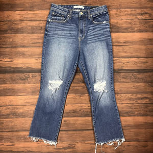 Ella Moss High Waist Crop‎ Flare Distressed Jeans Size 29